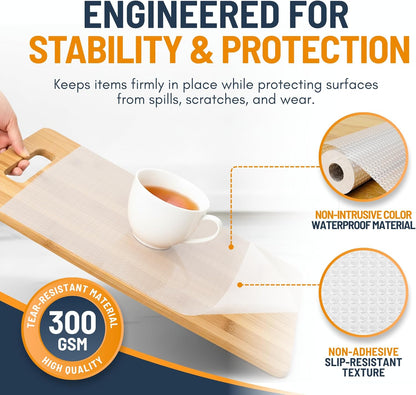 Refrigerator Liners for Shelves (8 Pack) by Linda’s Essentials - Non-Adhesive Drawer and Shelf Liner, BPA-Free Fridge Mats for Kitchen & Cabinets, Easy to Clean, Ideal Household Essentials (Clear)