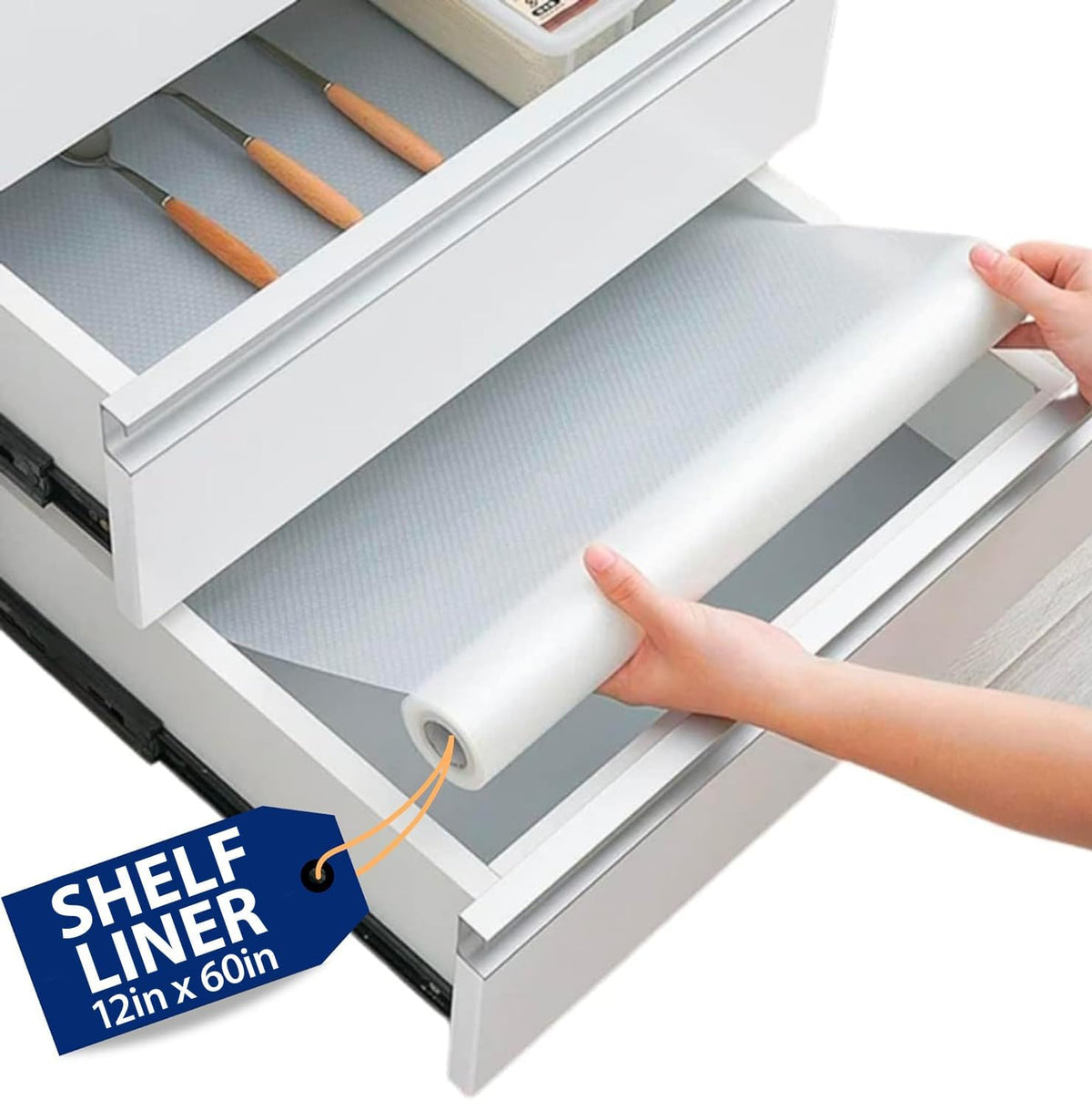Refrigerator Liners for Shelves (8 Pack) by Linda’s Essentials - Non-Adhesive Drawer and Shelf Liner, BPA-Free Fridge Mats for Kitchen & Cabinets, Easy to Clean, Ideal Household Essentials (Clear)