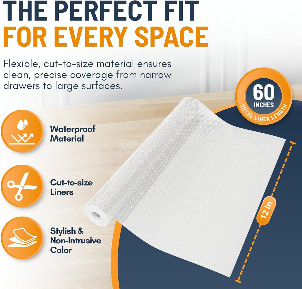 Refrigerator Liners for Shelves (8 Pack) by Linda’s Essentials - Non-Adhesive Drawer and Shelf Liner, BPA-Free Fridge Mats for Kitchen & Cabinets, Easy to Clean, Ideal Household Essentials (Clear)