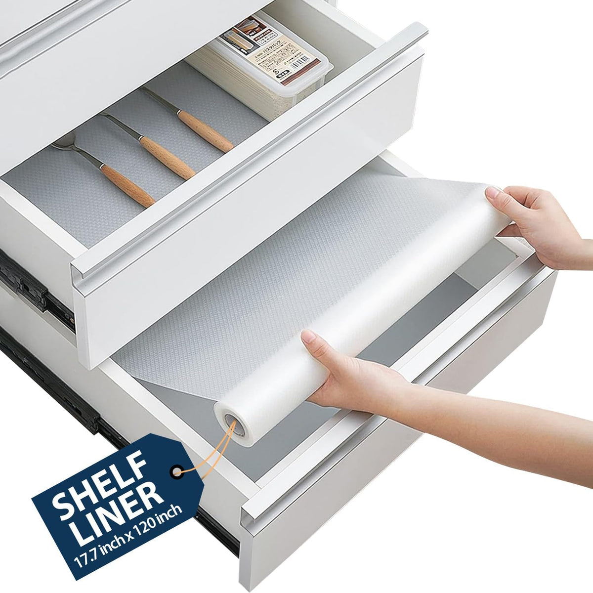 Refrigerator Liners for Shelves (8 Pack) by Linda’s Essentials - Non-Adhesive Drawer and Shelf Liner, BPA-Free Fridge Mats for Kitchen & Cabinets, Easy to Clean, Ideal Household Essentials (Clear)