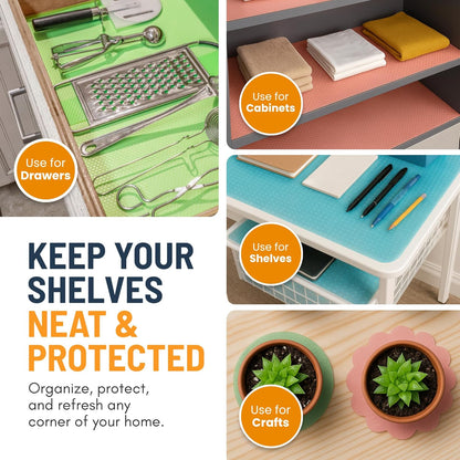 Refrigerator Liners for Shelves (8 Pack) by Linda’s Essentials - Non-Adhesive Drawer and Shelf Liner, BPA-Free Fridge Mats for Kitchen & Cabinets, Easy to Clean, Ideal Household Essentials (Clear)