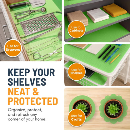Refrigerator Liners for Shelves (8 Pack) by Linda’s Essentials - Non-Adhesive Drawer and Shelf Liner, BPA-Free Fridge Mats for Kitchen & Cabinets, Easy to Clean, Ideal Household Essentials (Clear)