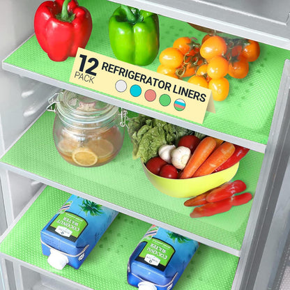 Refrigerator Liners for Shelves (8 Pack) by Linda’s Essentials - Non-Adhesive Drawer and Shelf Liner, BPA-Free Fridge Mats for Kitchen & Cabinets, Easy to Clean, Ideal Household Essentials (Clear)