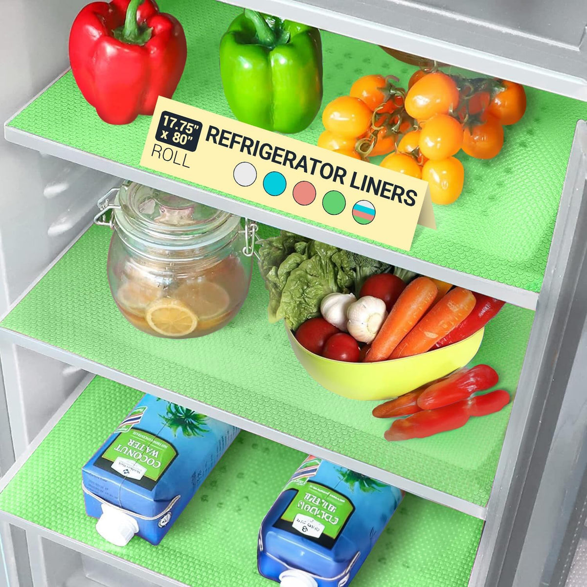 Refrigerator Liners for Shelves (8 Pack) by Linda’s Essentials - Non-Adhesive Drawer and Shelf Liner, BPA-Free Fridge Mats for Kitchen & Cabinets, Easy to Clean, Ideal Household Essentials (Clear)