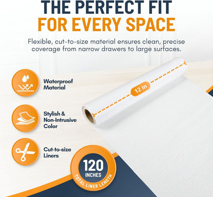 Refrigerator Liners for Shelves (8 Pack) by Linda’s Essentials - Non-Adhesive Drawer and Shelf Liner, BPA-Free Fridge Mats for Kitchen & Cabinets, Easy to Clean, Ideal Household Essentials (Clear)