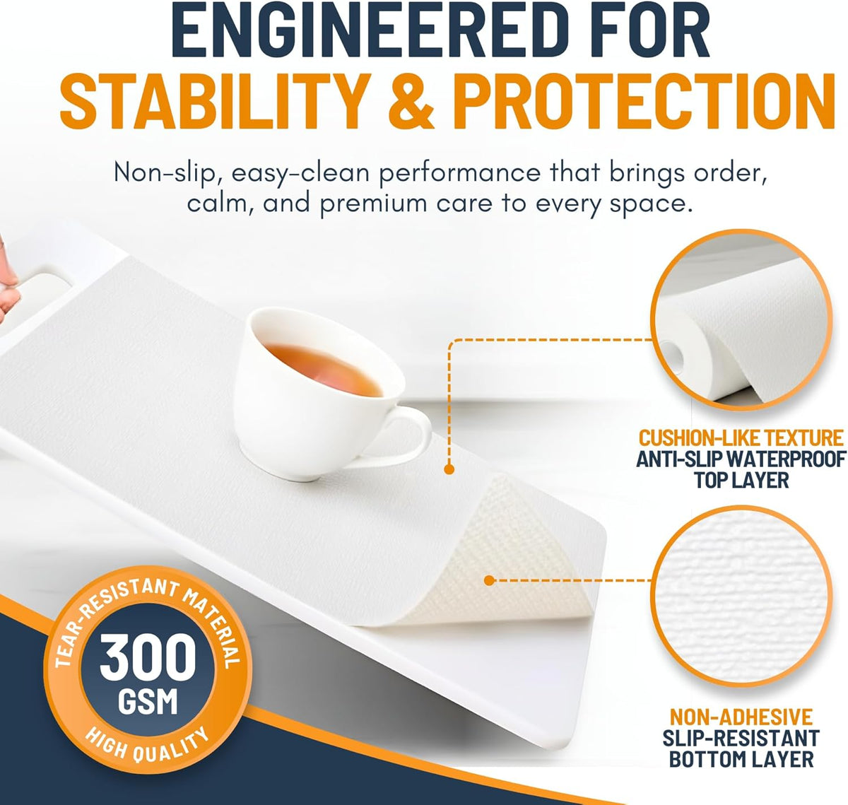 Refrigerator Liners for Shelves (8 Pack) by Linda’s Essentials - Non-Adhesive Drawer and Shelf Liner, BPA-Free Fridge Mats for Kitchen & Cabinets, Easy to Clean, Ideal Household Essentials (Clear)