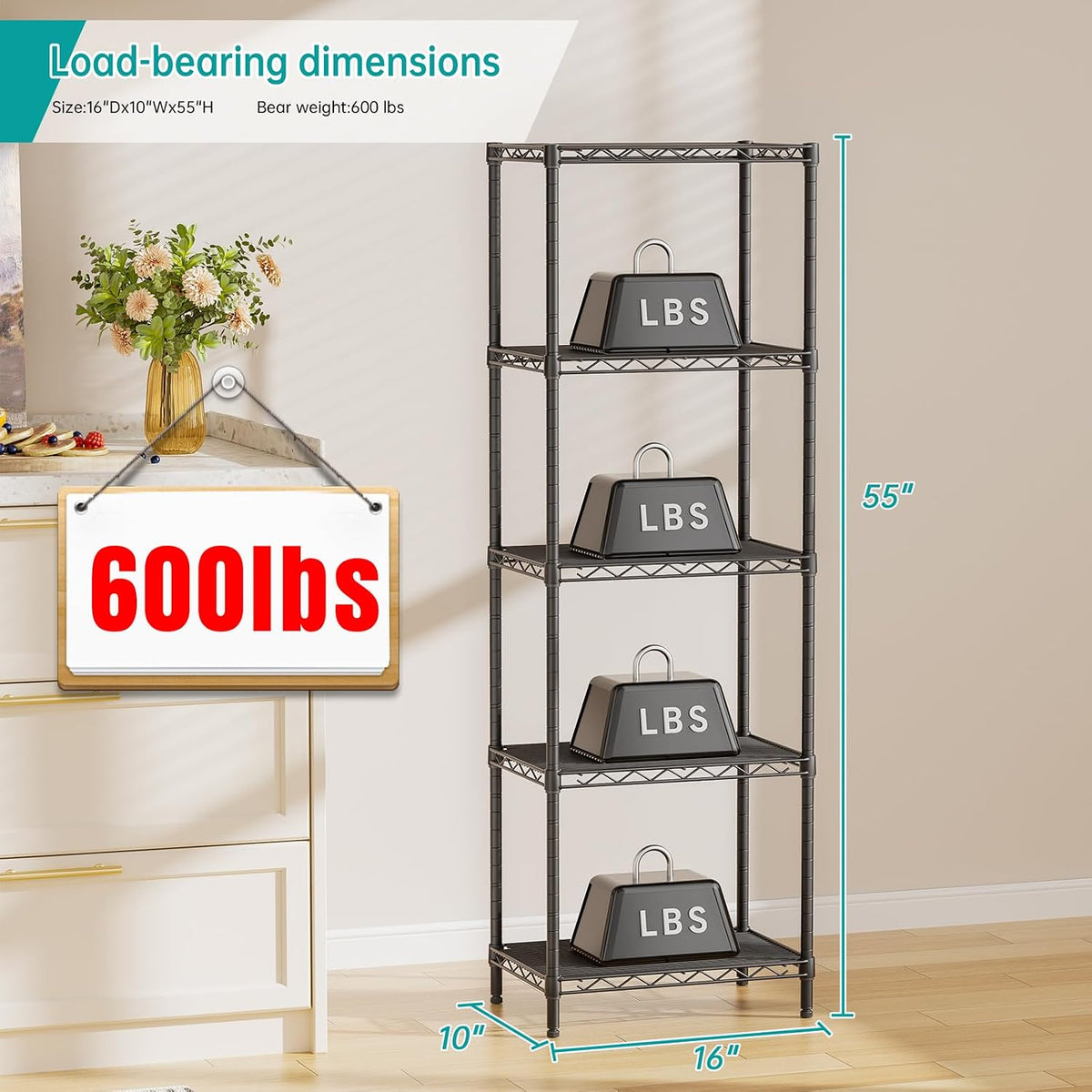 Metal Shelves Wire Shelving Storage Standing Adjustable Shelf Unit