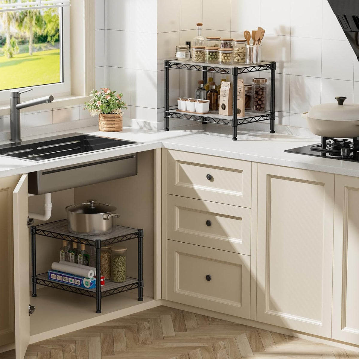 Metal Shelves Wire Shelving Storage Standing Adjustable Shelf Unit