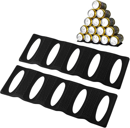 Fridge Organizer Can Organizer for Pantry Organization and Storage, 2 Pack Silicone Beer Bottle Rack for Kitchen Refrigerator Cabinet Countertop, Stackable Soda Can Holder Space Saver (Black)