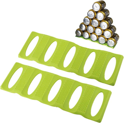 Fridge Organizer Can Organizer for Pantry Organization and Storage, 2 Pack Silicone Beer Bottle Rack for Kitchen Refrigerator Cabinet Countertop, Stackable Soda Can Holder Space Saver (Black)