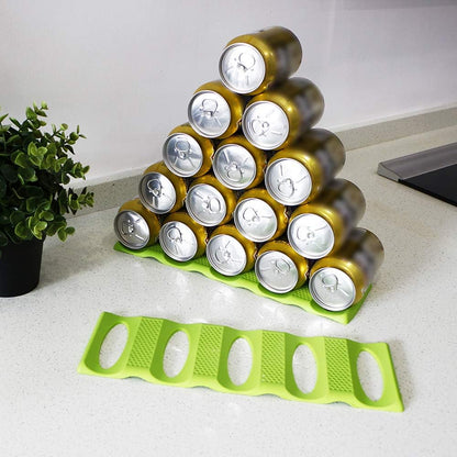 Fridge Organizer Can Organizer for Pantry Organization and Storage, 2 Pack Silicone Beer Bottle Rack for Kitchen Refrigerator Cabinet Countertop, Stackable Soda Can Holder Space Saver (Black)