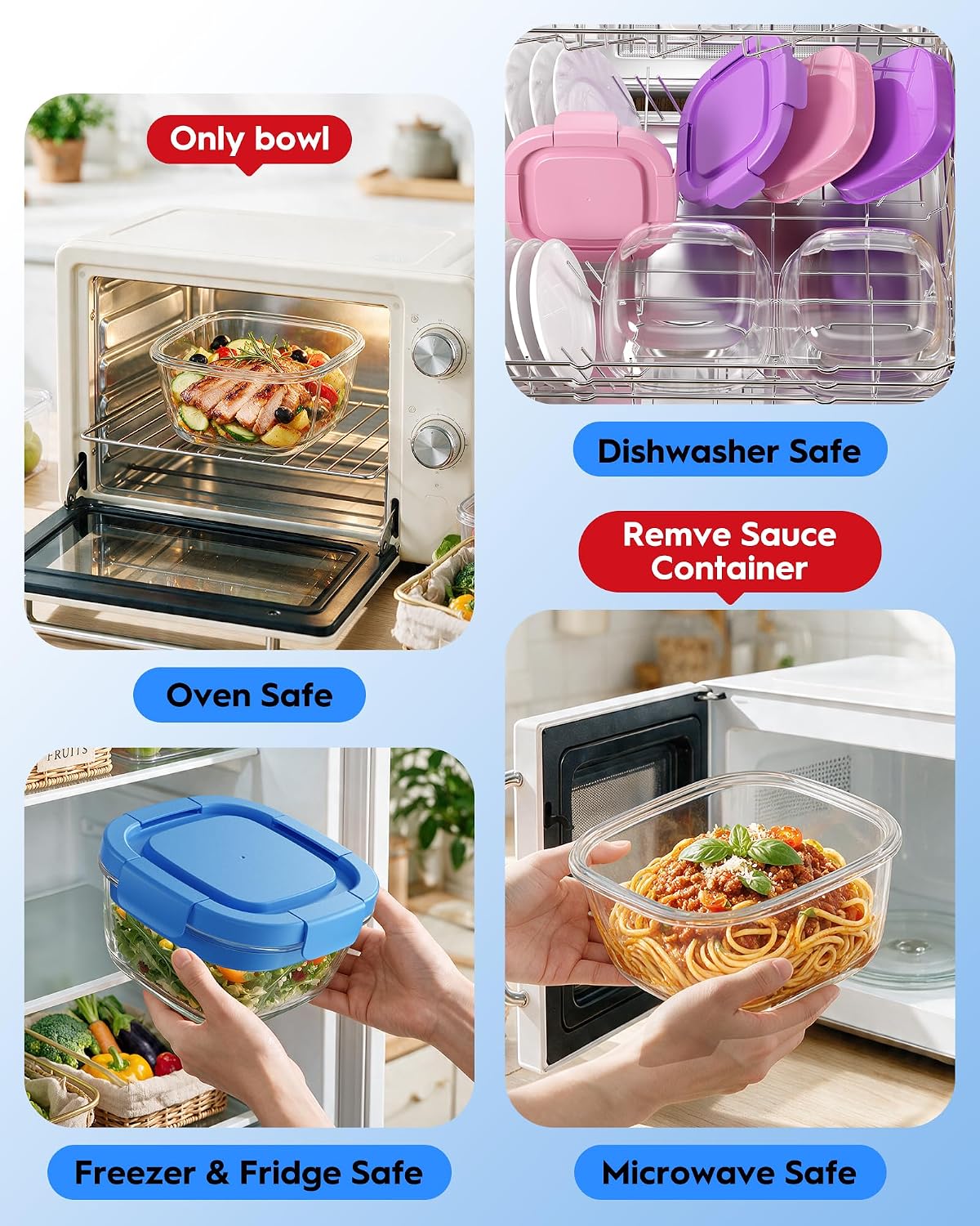Glass Salad Container,56oz Salad Bowl To Go for Lunch with Airtight Lid,Leak-Proof Sauce Container,4-Compartment Bento Tray & Reusable Fork - BPA-Free Glass Lunch Box for Meal Prep,Office（Green）