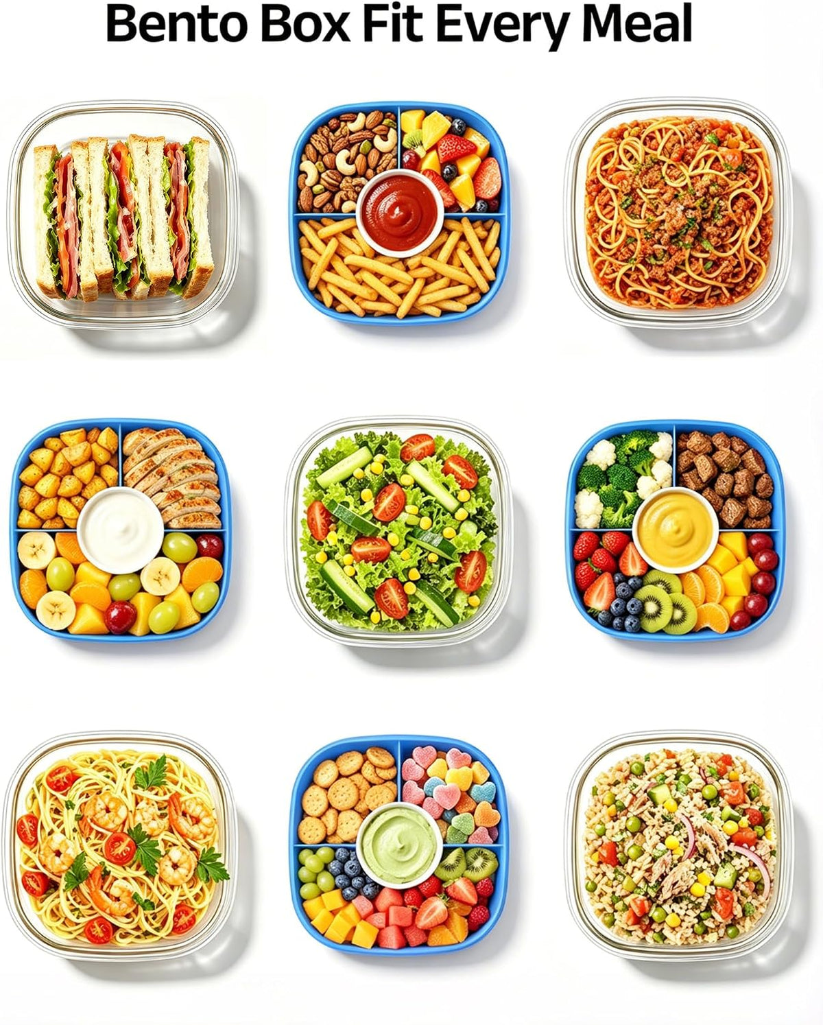 Glass Salad Container,56oz Salad Bowl To Go for Lunch with Airtight Lid,Leak-Proof Sauce Container,4-Compartment Bento Tray & Reusable Fork - BPA-Free Glass Lunch Box for Meal Prep,Office（Green）
