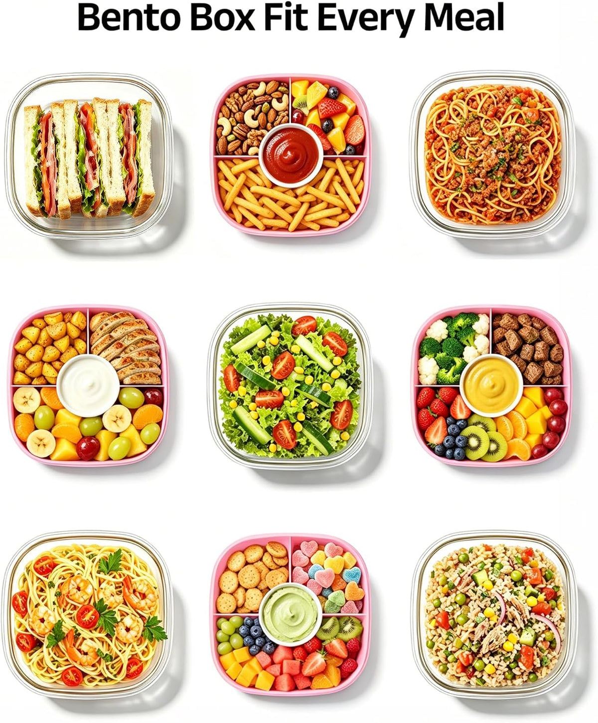 Glass Salad Container,56oz Salad Bowl To Go for Lunch with Airtight Lid,Leak-Proof Sauce Container,4-Compartment Bento Tray & Reusable Fork - BPA-Free Glass Lunch Box for Meal Prep,Office（Green）