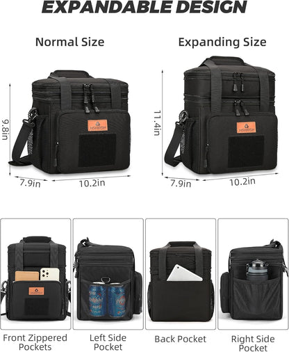 Expandable Lunch Box for Men Durable Leakproof Insulated Lunch Bag 24Cans