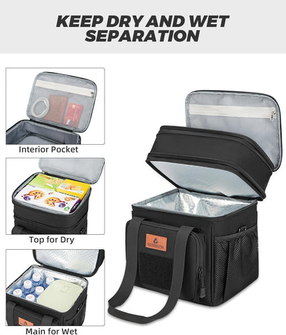 Expandable Lunch Box for Men Durable Leakproof Insulated Lunch Bag 24Cans