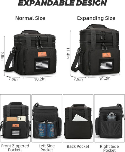 Expandable Lunch Box for Men Durable Leakproof Insulated Lunch Bag 24Cans