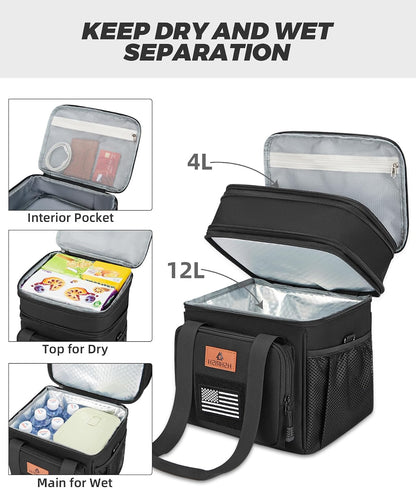 Expandable Lunch Box for Men Durable Leakproof Insulated Lunch Bag 24Cans