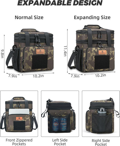 Expandable Lunch Box for Men Durable Leakproof Insulated Lunch Bag 24Cans