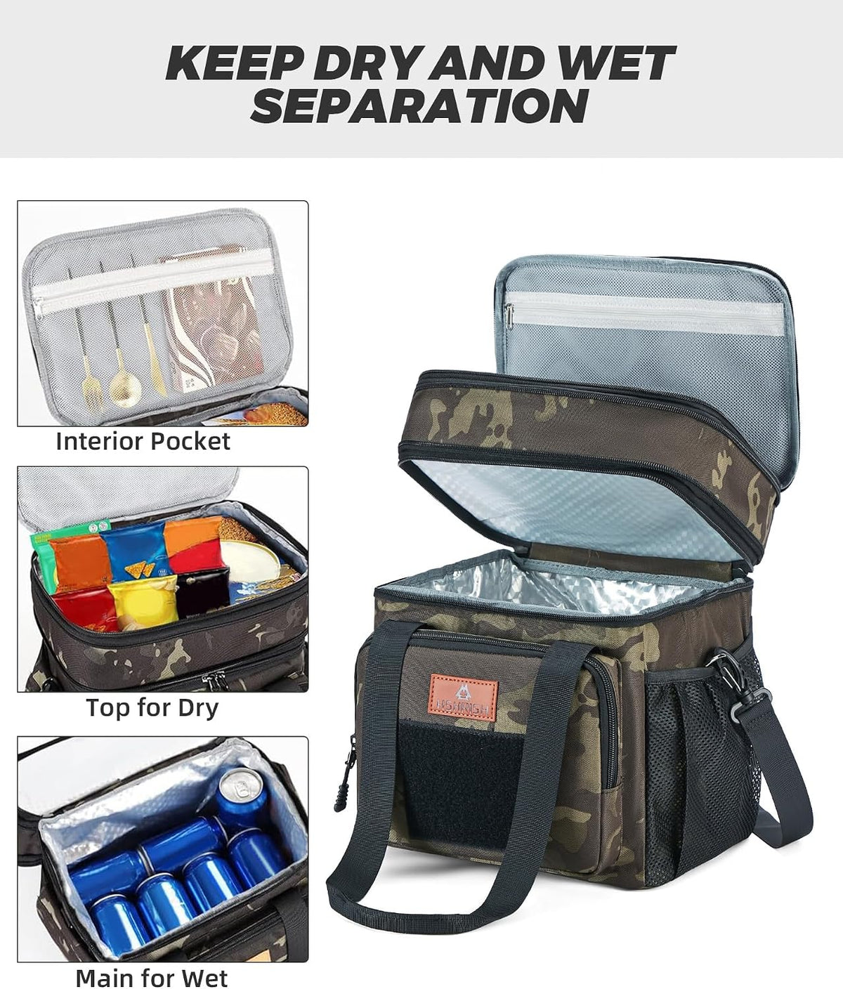 Expandable Lunch Box for Men Durable Leakproof Insulated Lunch Bag 24Cans