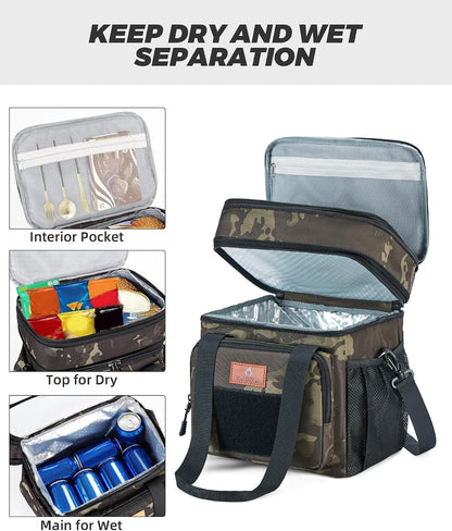 Expandable Lunch Box for Men Durable Leakproof Insulated Lunch Bag 24Cans