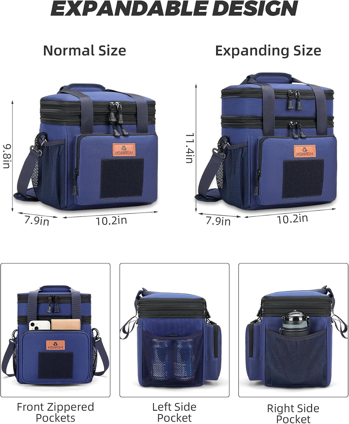 Expandable Lunch Box for Men Durable Leakproof Insulated Lunch Bag 24Cans