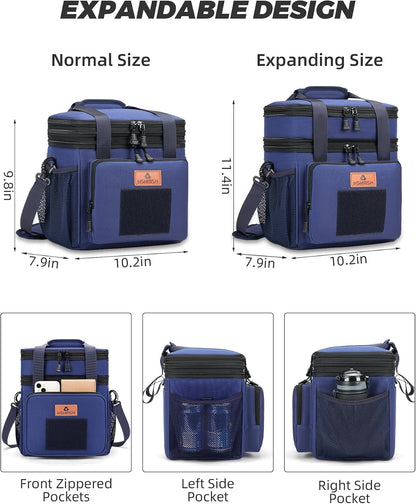 Expandable Lunch Box for Men Durable Leakproof Insulated Lunch Bag 24Cans