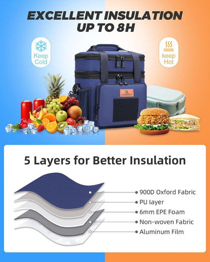 Expandable Lunch Box for Men Durable Leakproof Insulated Lunch Bag 24Cans