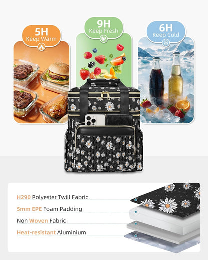 Expandable Lunch Box for Men Durable Leakproof Insulated Lunch Bag 24Cans