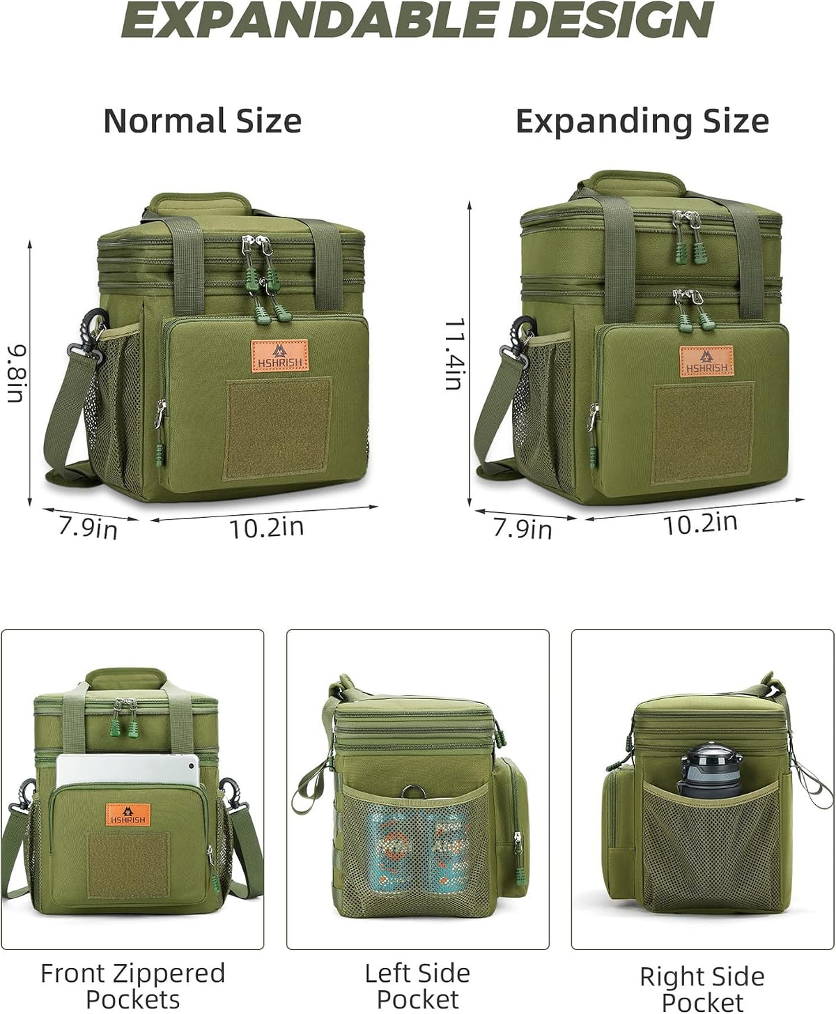 Expandable Lunch Box for Men Durable Leakproof Insulated Lunch Bag 24Cans