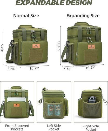 Expandable Lunch Box for Men Durable Leakproof Insulated Lunch Bag 24Cans