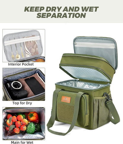 Expandable Lunch Box for Men Durable Leakproof Insulated Lunch Bag 24Cans