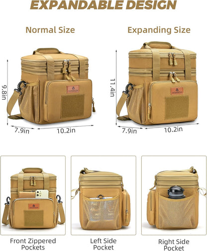 Expandable Lunch Box for Men Durable Leakproof Insulated Lunch Bag 24Cans