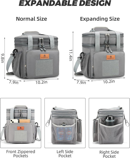 Expandable Lunch Box for Men Durable Leakproof Insulated Lunch Bag 24Cans