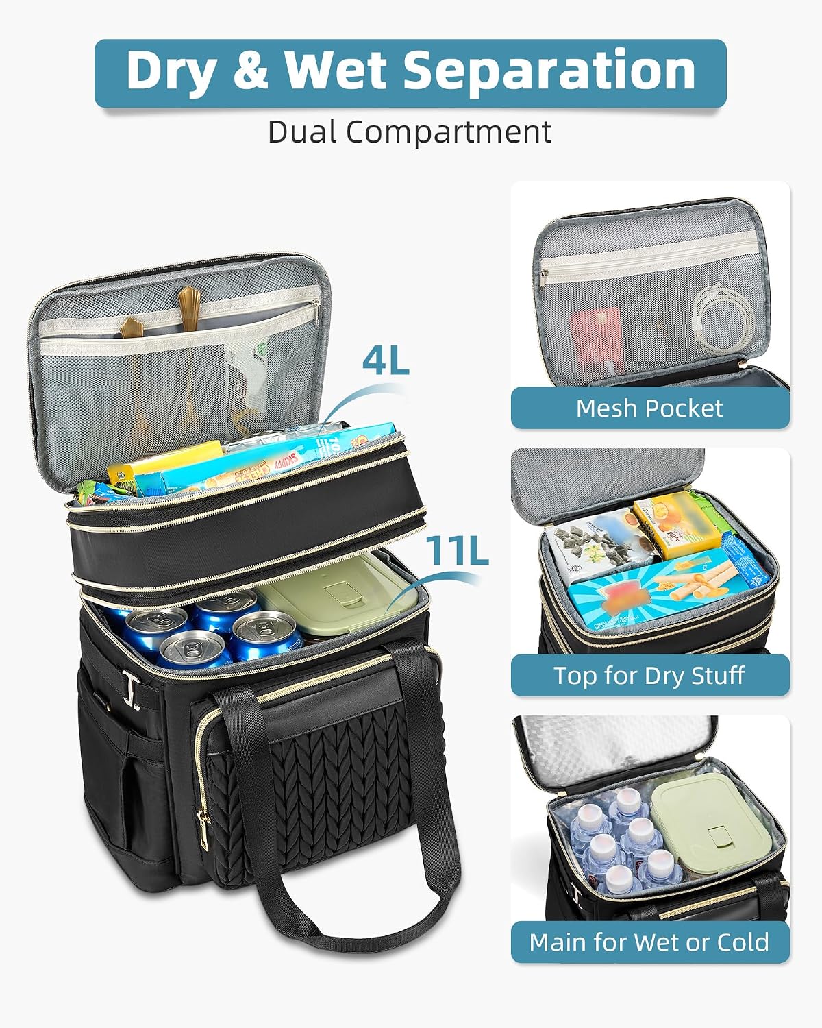 Expandable Lunch Box for Men Durable Leakproof Insulated Lunch Bag 24Cans