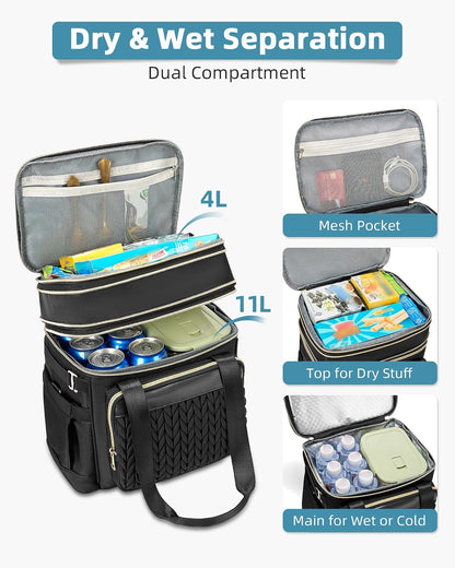 Expandable Lunch Box for Men Durable Leakproof Insulated Lunch Bag 24Cans