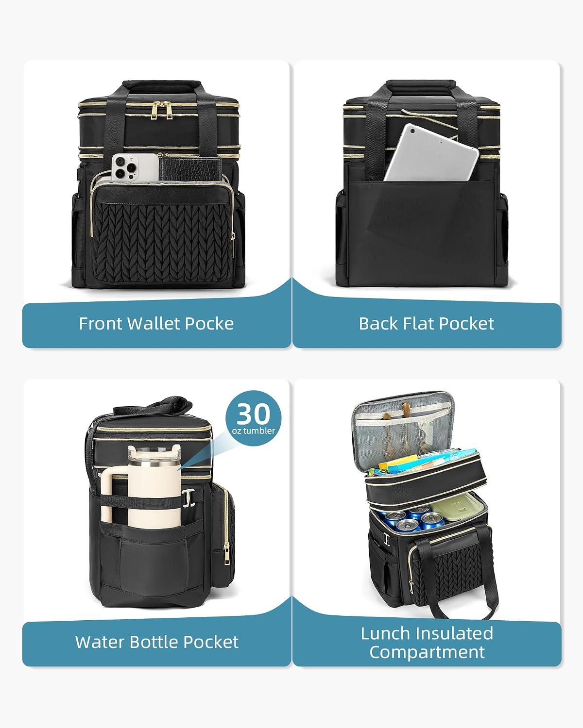Expandable Lunch Box for Men Durable Leakproof Insulated Lunch Bag 24Cans