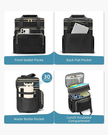Expandable Lunch Box for Men Durable Leakproof Insulated Lunch Bag 24Cans