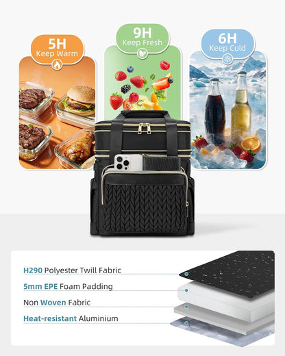 Expandable Lunch Box for Men Durable Leakproof Insulated Lunch Bag 24Cans