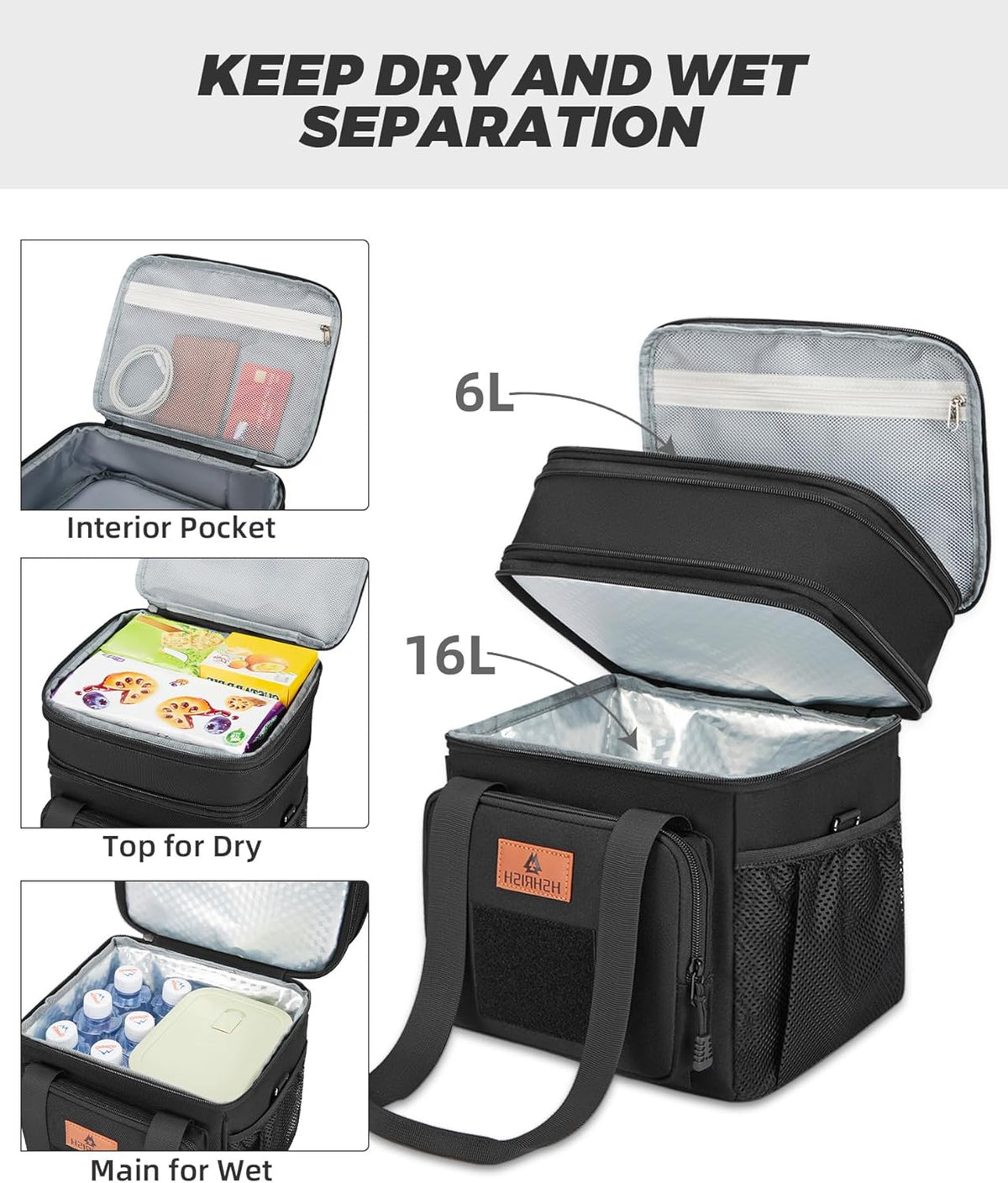 Expandable Lunch Box for Men Durable Leakproof Insulated Lunch Bag 24Cans