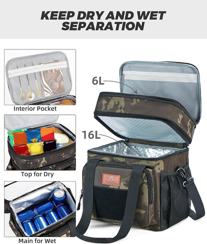 Expandable Lunch Box for Men Durable Leakproof Insulated Lunch Bag 24Cans