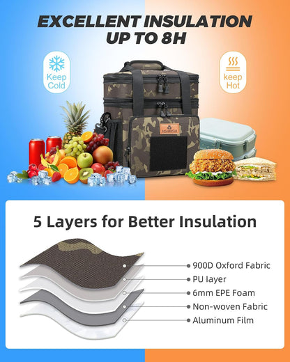 Expandable Lunch Box for Men Durable Leakproof Insulated Lunch Bag 24Cans