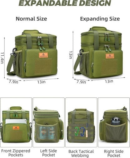 Expandable Lunch Box for Men Durable Leakproof Insulated Lunch Bag 24Cans