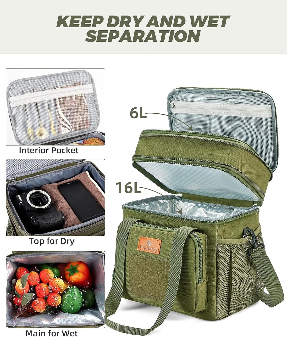 Expandable Lunch Box for Men Durable Leakproof Insulated Lunch Bag 24Cans