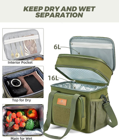 Expandable Lunch Box for Men Durable Leakproof Insulated Lunch Bag 24Cans