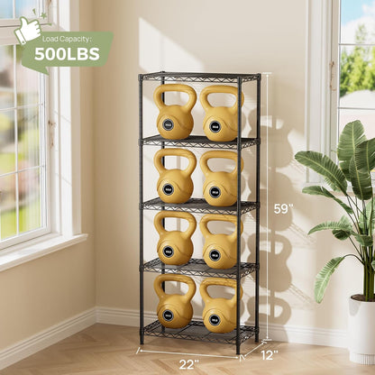 5Tier Adjustable Storage Shelves Metal Wire Shelving Standing Shelf
