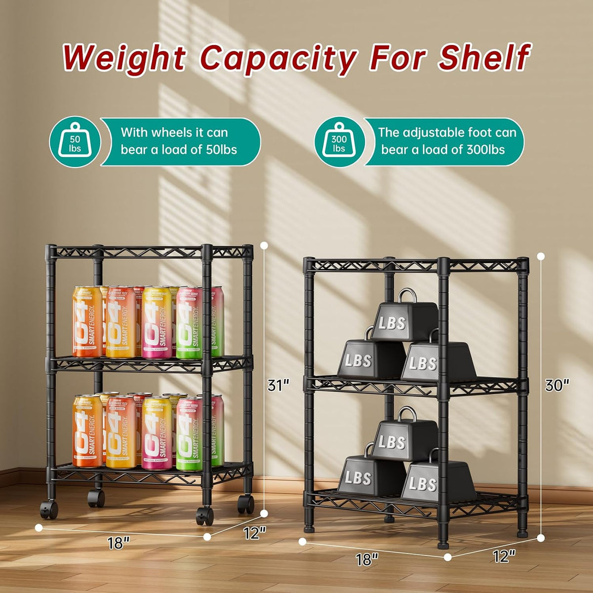 5Tier Adjustable Storage Shelves Metal Wire Shelving Standing Shelf