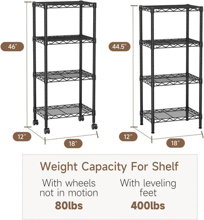 5Tier Adjustable Storage Shelves Metal Wire Shelving Standing Shelf