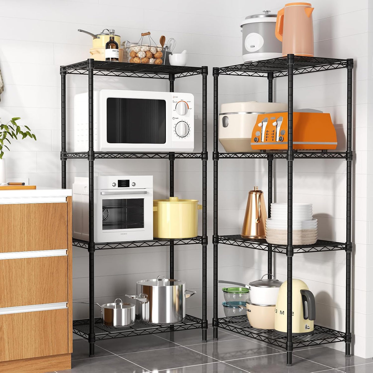 5Tier Adjustable Storage Shelves Metal Wire Shelving Standing Shelf