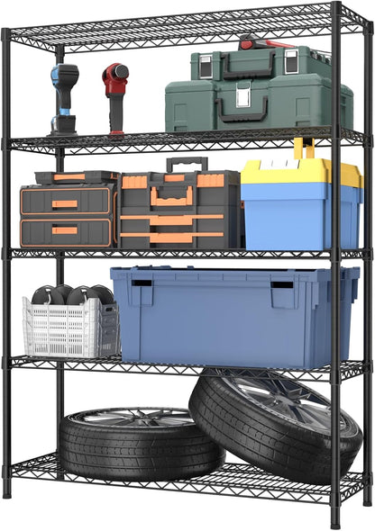 5Tier Adjustable Storage Shelves Metal Wire Shelving Standing Shelf